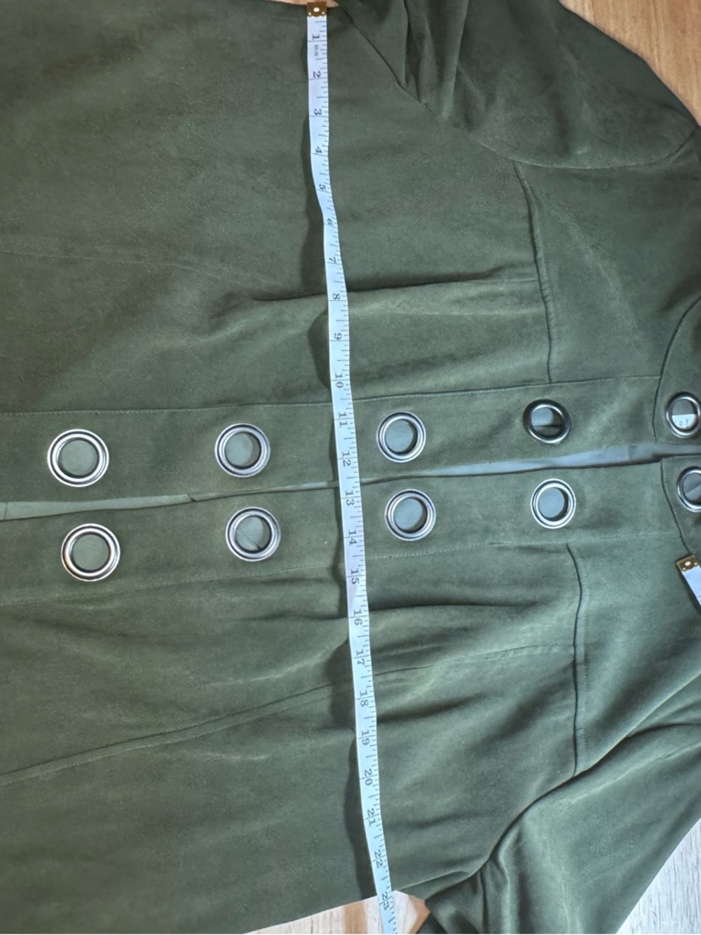 DressBarn Olive Green Draped Jacket/Tunic 18/20 Silver Grommet Detail